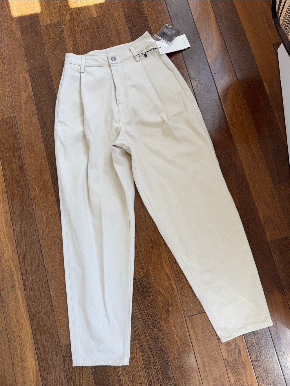 John Elliott Cream Pleated High-Rise Chinos